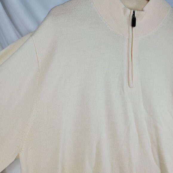 Jos. A. Bank Men's Ivory Pullover Sweater Long Sleeve 1/4 Zip Size XXL (C-5) - Picture 4 of 13